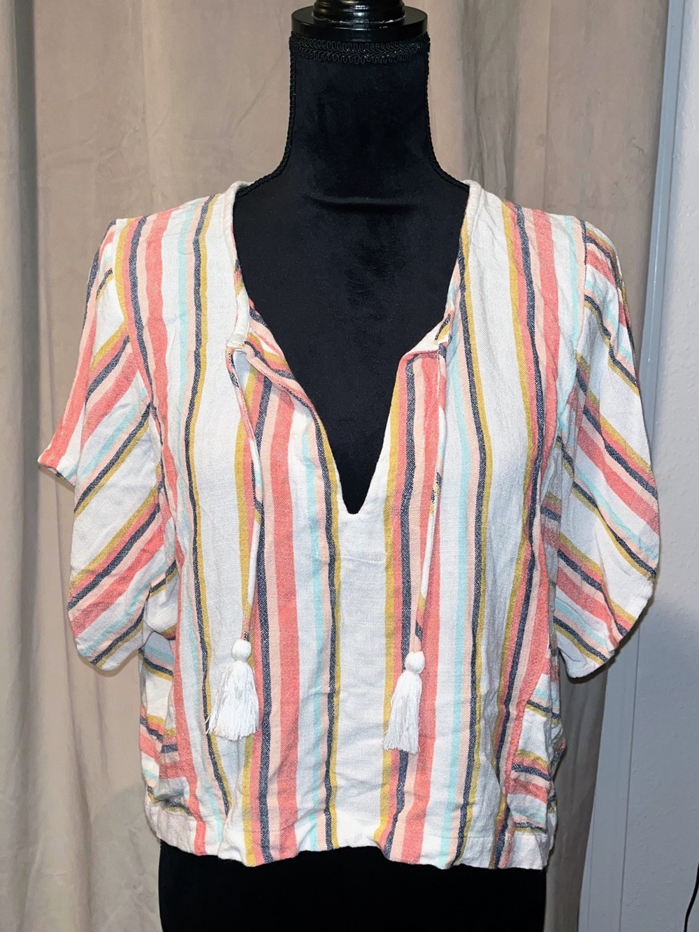 Rip Curl Striped Tassel Top XL